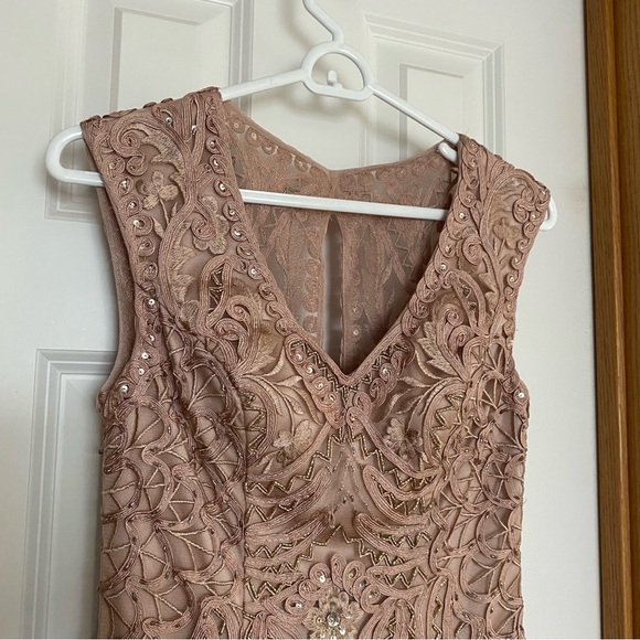 Sue Wong Nocturne Blush Pink Beaded Lace Dress Size 2 - Picture 3 of 12